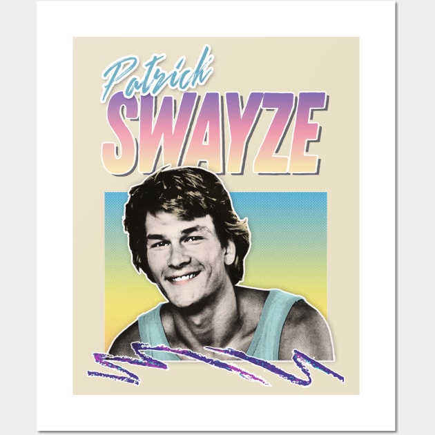 Patrick Swayze - Retro 90s Styled Fanart Design Wall Art by DankFutura